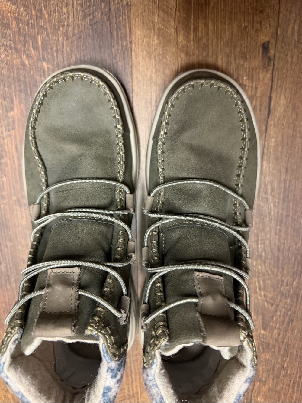 Womens Olive Green Suede Hey Dude Winter Boots